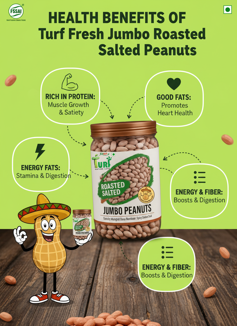 Turf Fresh Premium Bharuch Roasted Peanuts Handpicked A1 Quality